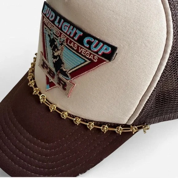 PBR BUD LIGHT CUP Las Vegas Trucker Patch Hat & Gold Chain Trending - Picture 3 of 6